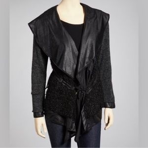 Pretty Angel | Black Linen-Blend Side tail Jacket size L
